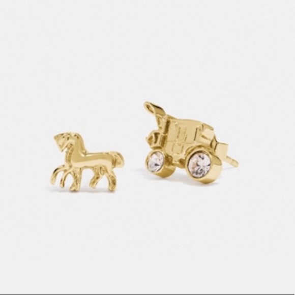 *NWT* COACH Horse 🐎 and Carriage Stud Earrings in Gold - Picture 2 of 11
